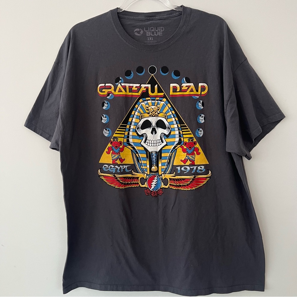 Liquid Blue Grateful Dead 1978 Egypt Pyramid Skull T-Shirt Grey Size 2XL